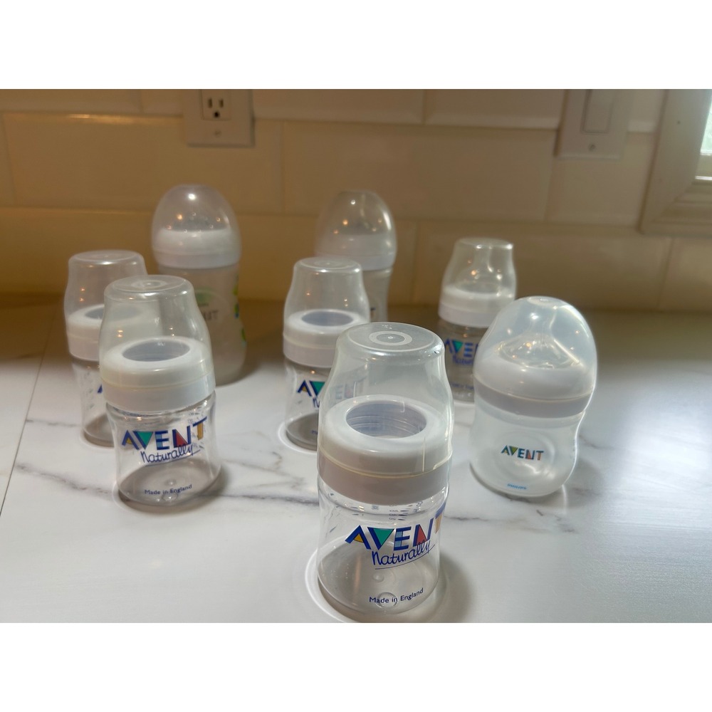 Philips Avent Baby Bottles Lot of 8 Naturally & Natural 4oz 9oz Clear White